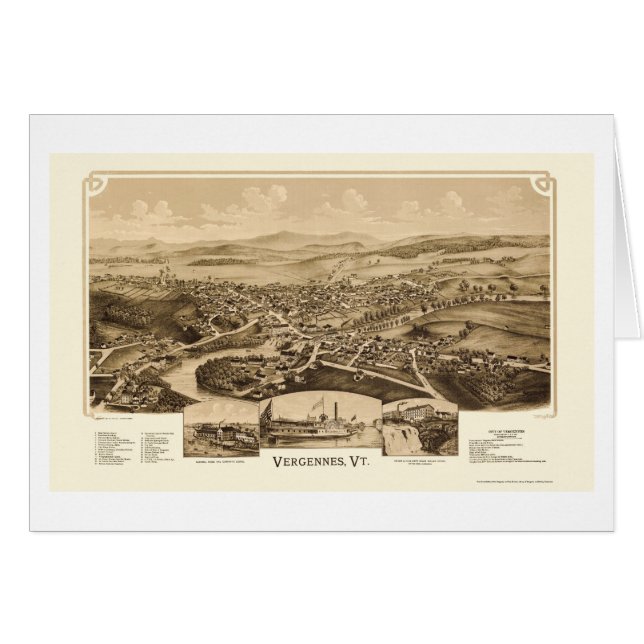 Vergennes, carte panoramique de VT - 1890 (Devant horizontal)