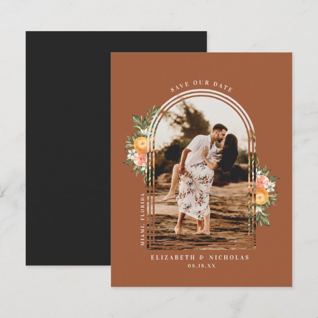 Verger de Citrus Élégant | Boho Enregistrez la Dat (Devant / Derrière)
