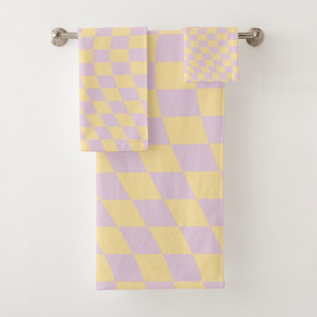Vérifier Lilac Jaune Checkerboard À damiers Motif (En situation)