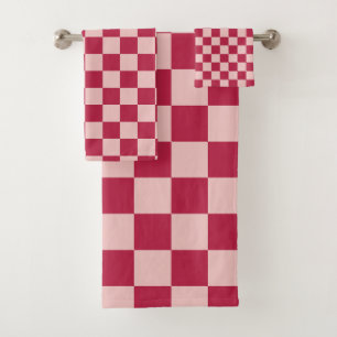 Vérifier Magenta Et Peach Motif Checkerboard