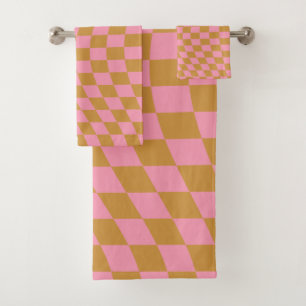 Vérifier Pink Mustard À damiers Motif Checkerboard