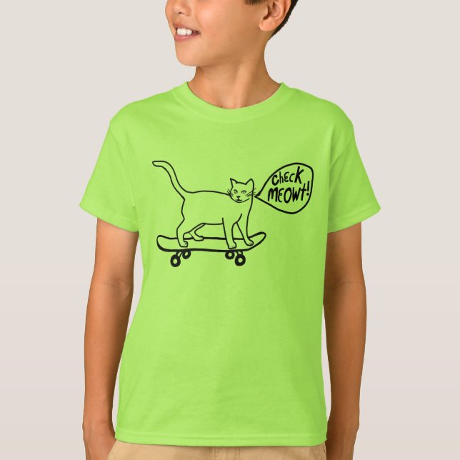 Vérifiez Meowt Punny Skateboard T-Shirt (Devant)