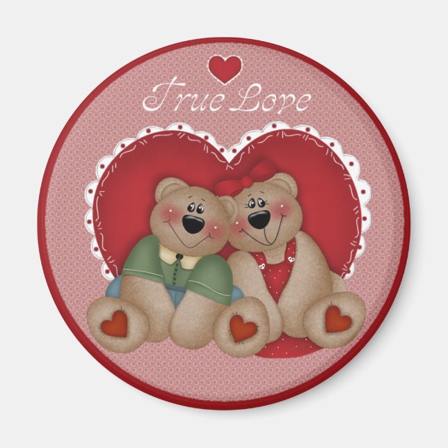 Véritable Amour Nounours Saint Valentin Magnet (Devant)