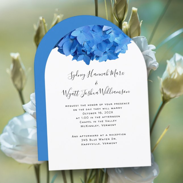 Véritable Blue Hydrangea Mariage Couple Invitation (Créateur téléchargé)