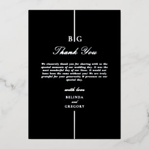 Véritable carte de remerciement de mariage à monog