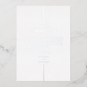 Véritable carte de remerciement de mariage à monog