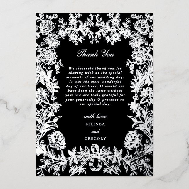 Véritable carte de remerciement de mariage à motif (Recto)
