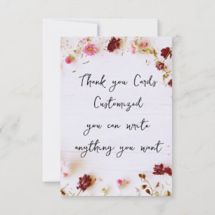 Véritable Carte de remerciements floral plat, cust