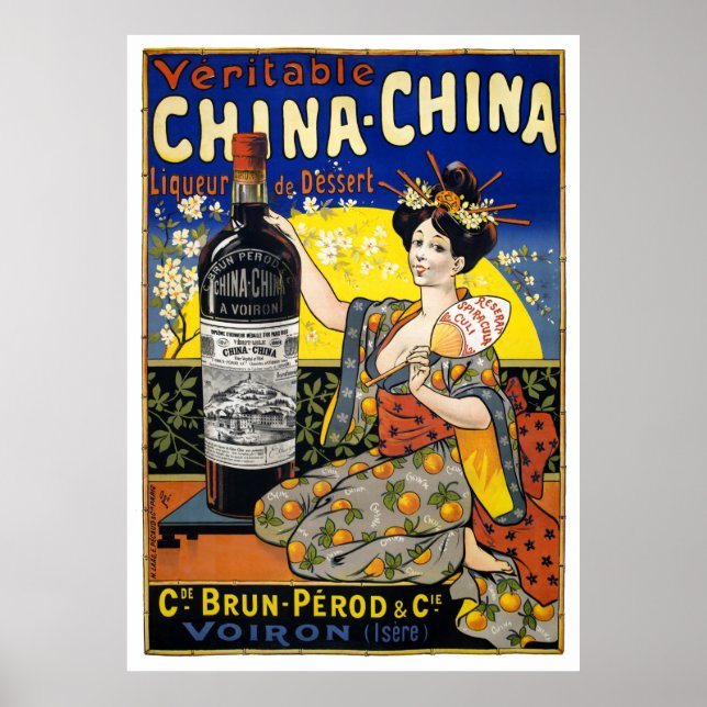 Veritable China Liqueur France Vintage Poster (Devant)