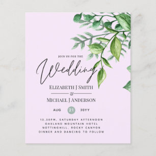 Véritable couleur VERDURE Budget Mariage Invitatio