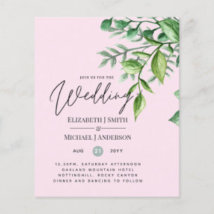 Véritable couleur VERDURE Budget Mariage Invitatio