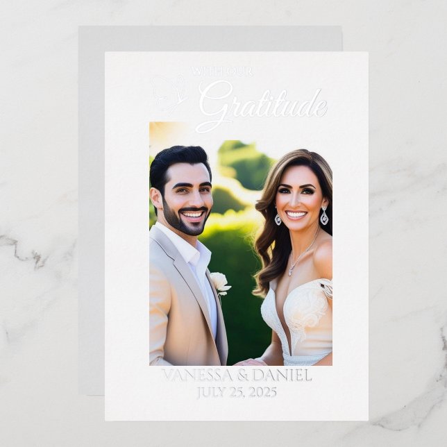 Véritable Foil Elegant Butterfly Photo Carte de re (Recto/Verso)