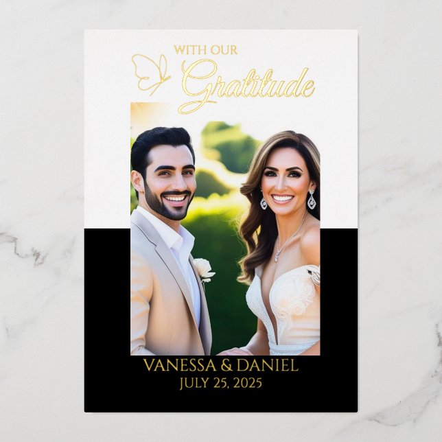 Véritable Foil Elegant Butterfly Photo Carte de re (Recto)