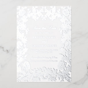 Véritable Foil Floral Mariage Enregistrer la carte