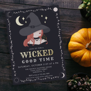 Véritable Foil Wicked Witch Halloween Invitation d