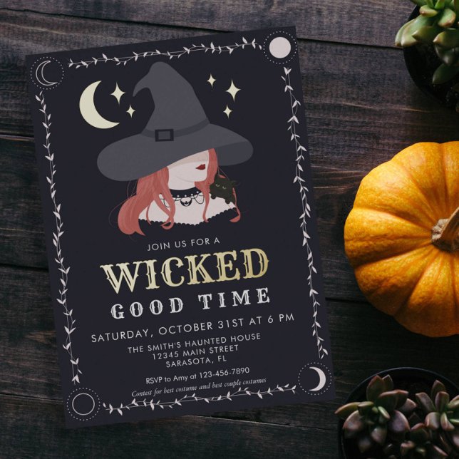 Véritable Foil Wicked Witch Halloween Invitation d (Créateur téléchargé)