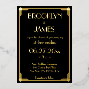 Véritable Gold Foil Art Déco Invitations de mariag