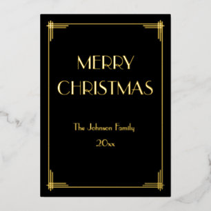 Véritable Gold Foil Joyeuse Carte de Noël
