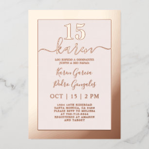 Véritable Rose Gold Quinceañera Invitation 