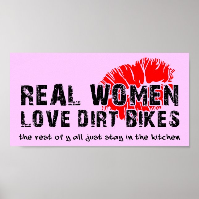 Véritables Femmes Affiche Signe Drôle Motocross Vé (Devant)