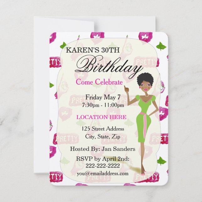 Véritables Jolies Filles Invitations de fête d'ann (Devant)