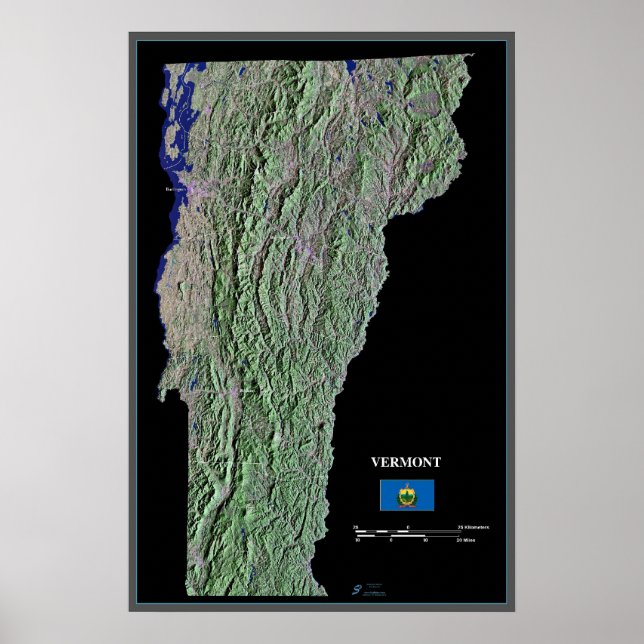 Vermont à partir d'une affiche satellite spatiale (Devant)