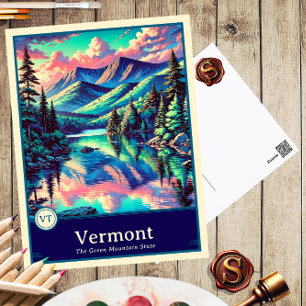 Vermont Carte postale de style anime à ombrage d
