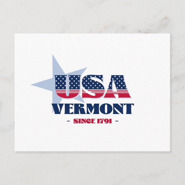 Vermont en carte postale rouge, blanche et bleue (Devant)