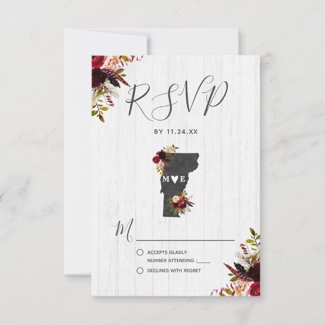 Vermont State Destination Mariage rustique RSVP (Devant)