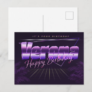 Verona Nom Prénom Carte postale violette Anniversa