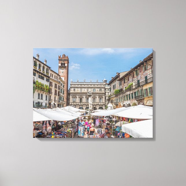 Verona Piazza Erbe vue toile impression (Recto)