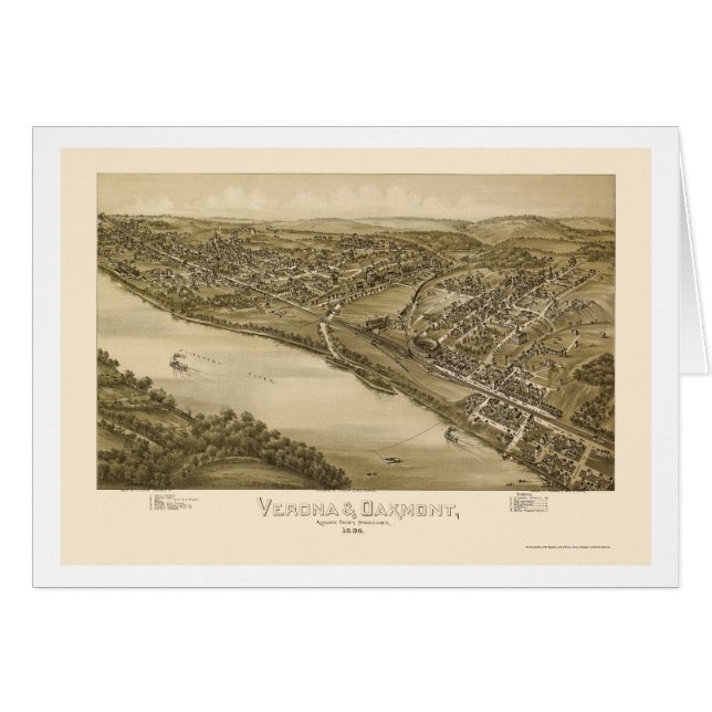 Vérone et Oakmont, carte panoramique de PA - 1896 (Devant horizontal)