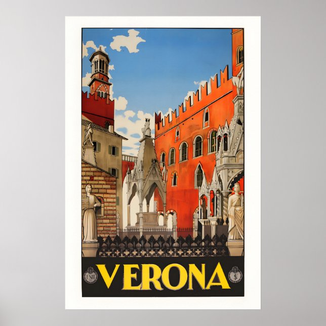 Vérone Italie 1938 - Affiche de voyage rétro (Devant)