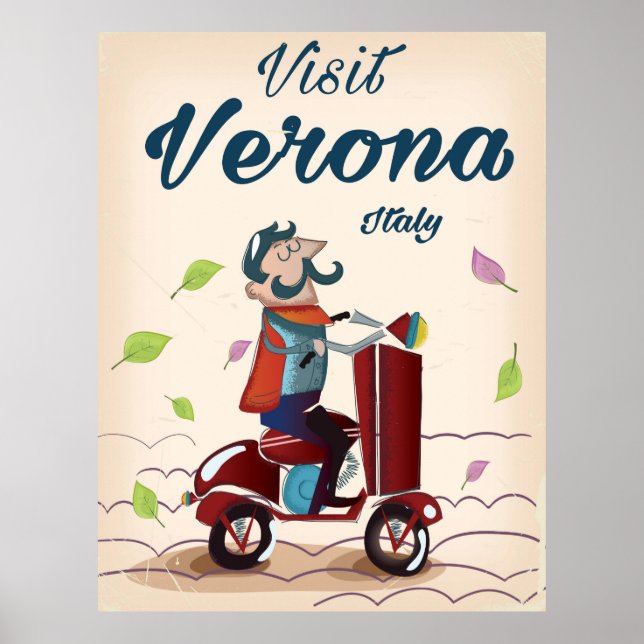 Vérone poster de voyage scooter italien (Devant)
