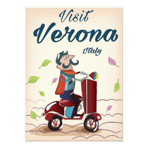 Vérone poster de voyage scooter italien