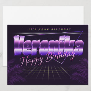 Veronika prénom carte rétro lilas anniversaire