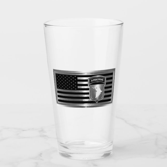 Verre 101e division aéroportée avec drapeau américain (Devant)