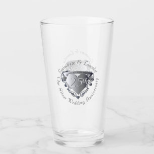 Verre 10e, 20e, 25e anniversaire de l'Mariage Emblème ca