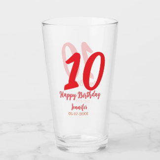 Verre 10e anniversaire ajouter nom date année rouge modè
