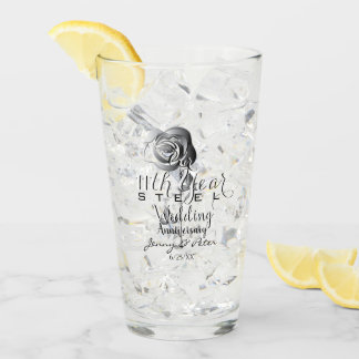 Verre 11e anniversaire Mariage Rose en acier