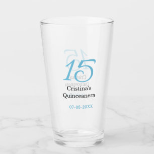 Verre 15e anniversaire de quinceanera bleu noir lettre n