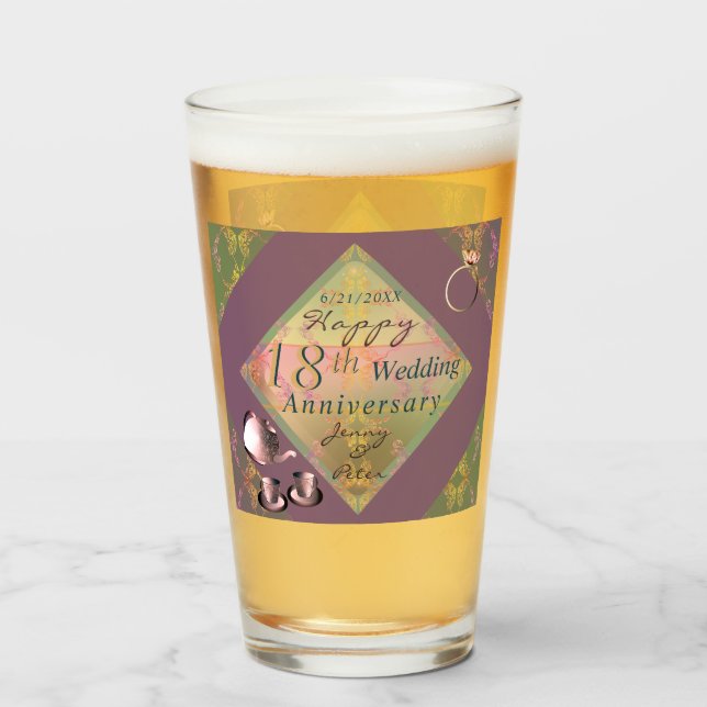 Verre 18e anniversaire Mariage Porcelain Graphics (Dos (rempli))