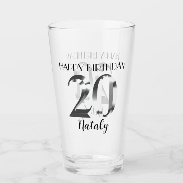 Verre 20e anniversaire d'argent métallique (Devant)