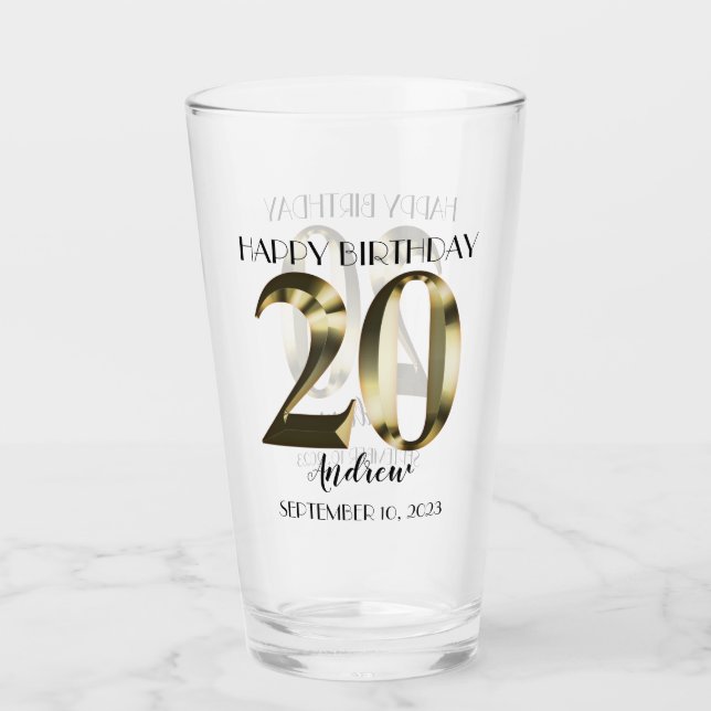 Verre 20e anniversaire d'or métallique (Devant)