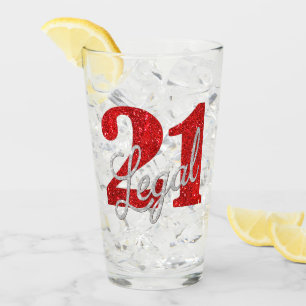 Verre 21 et juridique   Parties scintillant Red Faux 21e