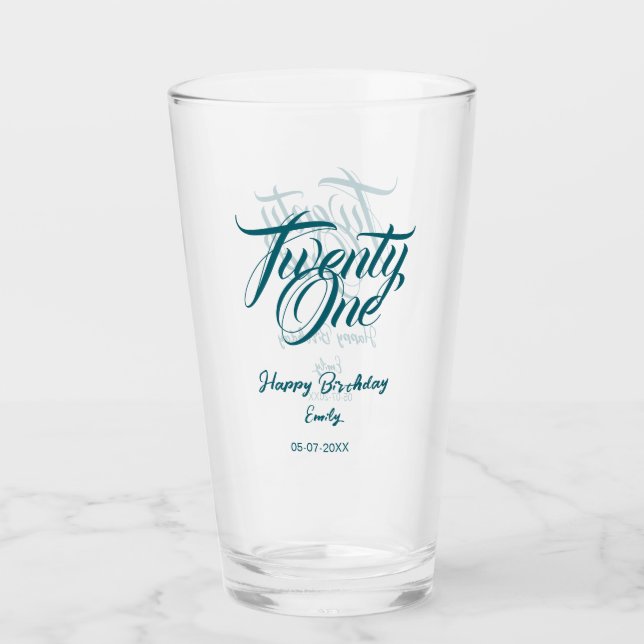 Verre 21st birthday add name date year blue template thi (Devant)