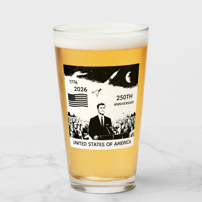 Verre 250e anniversaire États-Unis, drapeau américain /  (Devant (rempli))