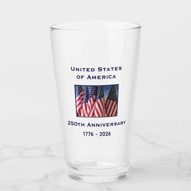 Verre 250th Anniversary USA Patriotic American Flag Pint (Devant)