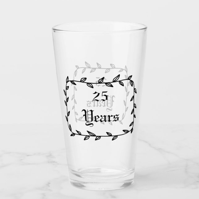 Verre 25e anniversaire avec des Feuilles (Devant)