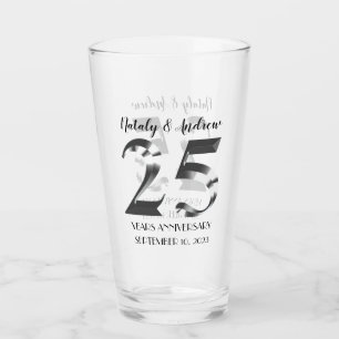 Verre 25e anniversaire Mariage d'argent métallique